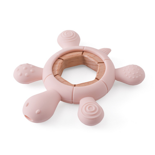 Baby-Beißspielzeug aus Holz und Silikon