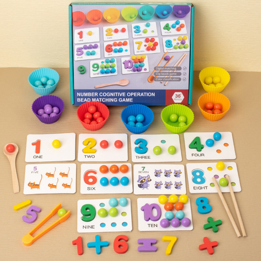 Zählen lernen - Montessori-Ball Zahlen- und Farbsortierset