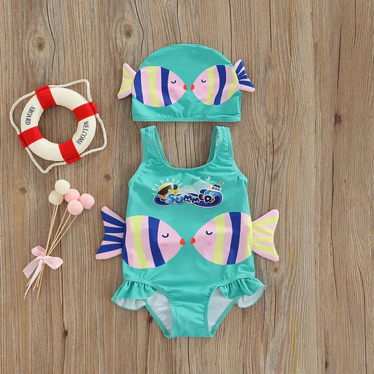 Summer Mermaid™ Schwimmset – Badeanzug + Badekappe